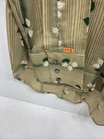 New Women’s ELY Plains Yellow Green Floral Long Sleeve Pearl Snap 16 GG-19