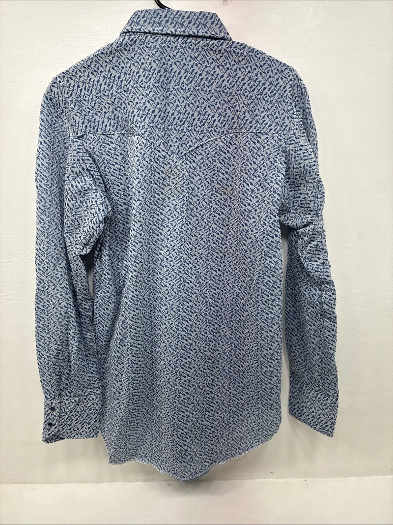 New Women’s Miller Blue Designed Long Sleeve Pearl Snap 16 X 34 XL II-10