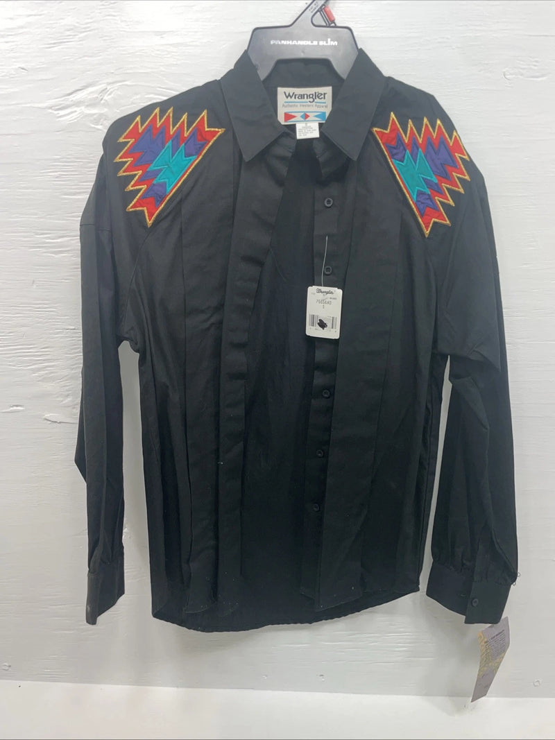 New Men’s Wrangler Black Long Sleeve Button Up Small B-121