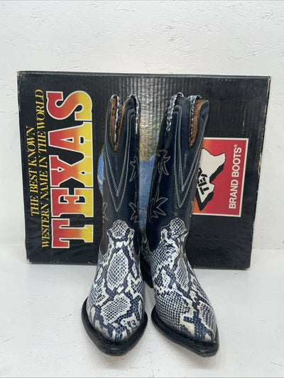New Women’s Blue Snake Skin Texas Brand Cowboy Boots. 72 5.5 5 1/2 C. 2-41