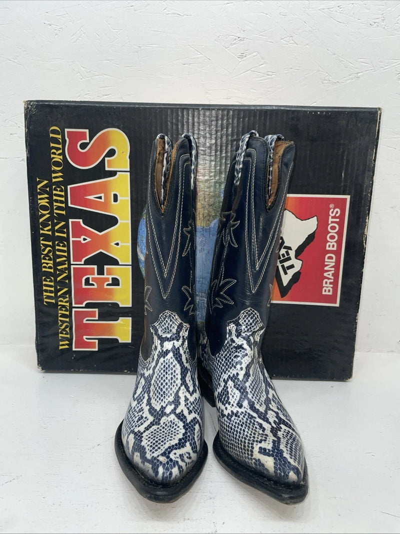 New Women’s Blue Snake Skin Texas Brand Cowboy Boots. 72 5.5 5 1/2 C. 2-41