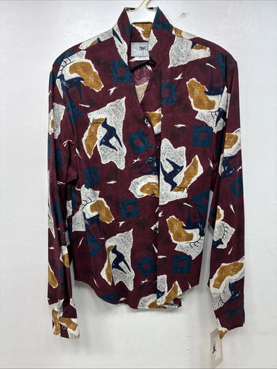 New Women’s Cowboy Threads Multicolor Design Long Sleeve Button Up Small MM-69