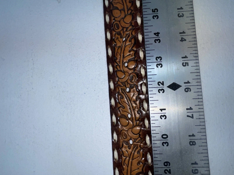 New Brown Genuine Leather Tooled 32” Belt #78000 Z-96