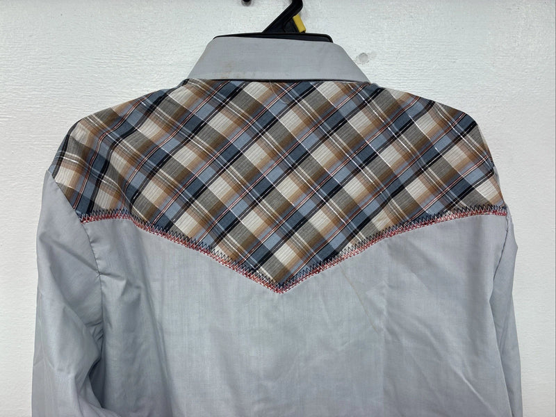New Women’s Champion Western Gray Long Sleeve Pearl Snap 15.5 TT-1