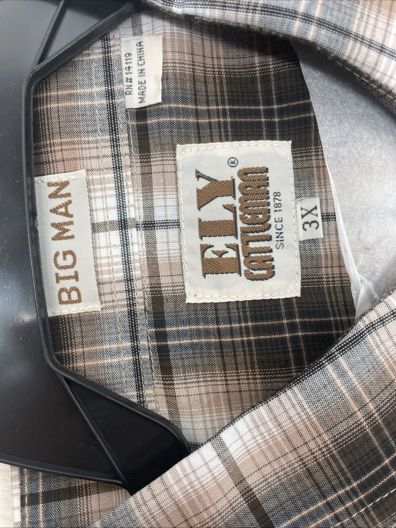 New Men’s ELY Cattleman Tan Long Sleeve Pearl Snap 3XL E-34