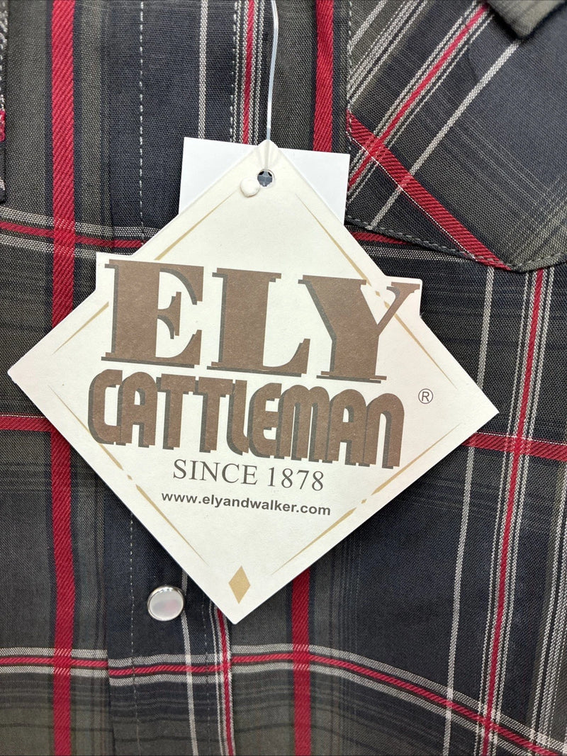 New Boys ELY Cattleman Green Plaid Long Sleeve Pearl Snap XS DD-128