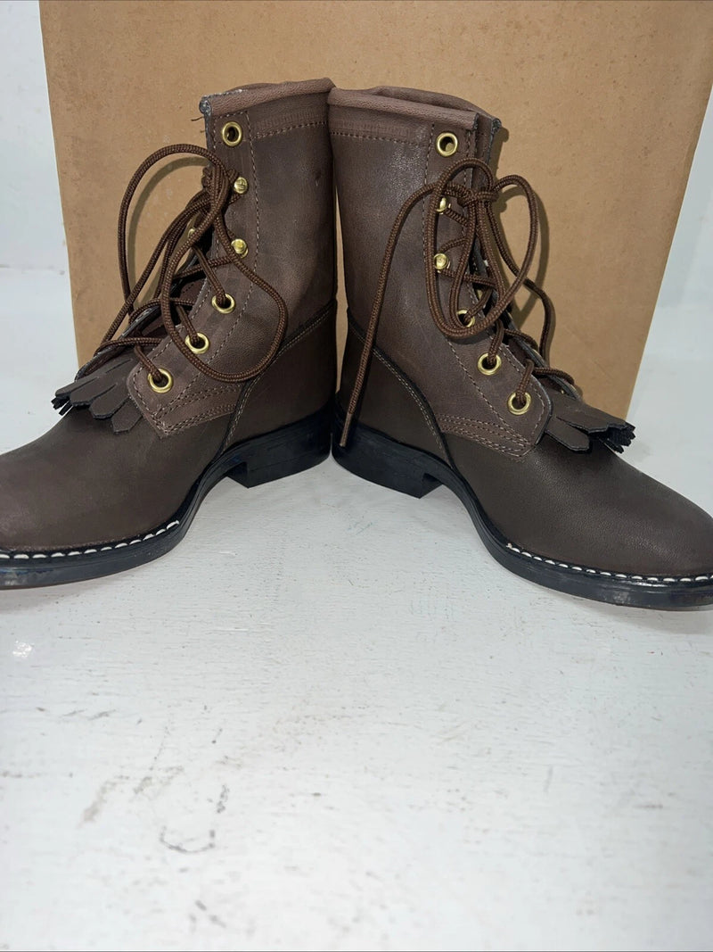 New Children’s Brown Lace Up Bronco Boots. C1361 11 D.24-88