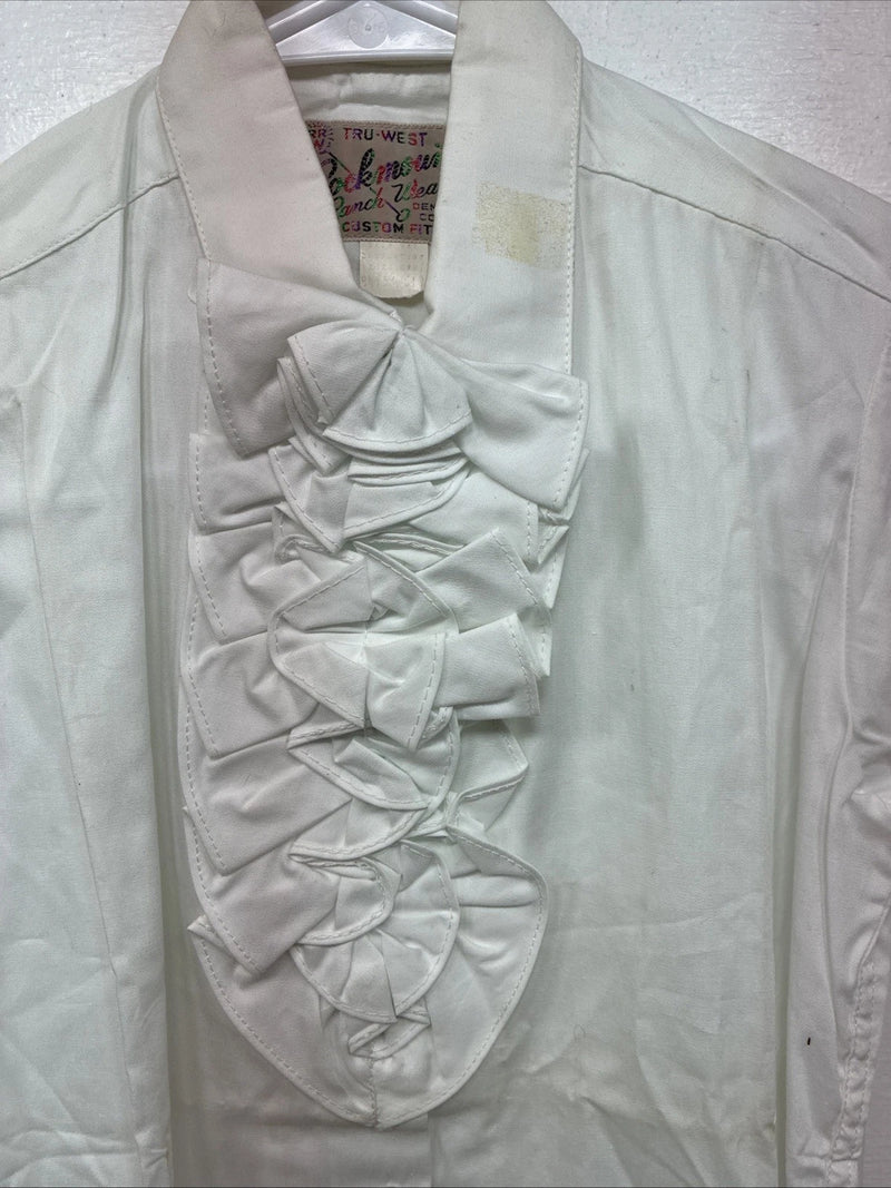 New Women’s Rockmount White Designed Short Sleeve Pearl Snap Size 0 YY-31