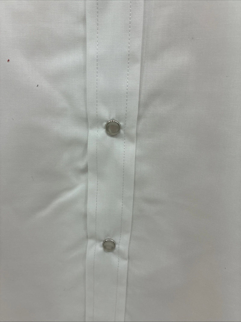 New Men’s ELY Cattleman White Long Sleeve Pearl Snap 16.5 X 34 Large AA-39