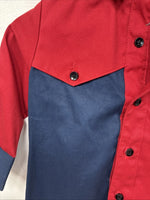 New Kids Cowboy Threads Red Blue Long Sleeve Button Up Size 1 DD-150