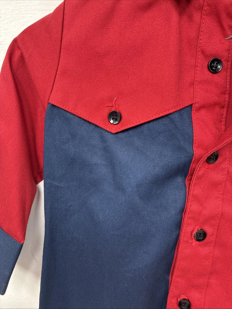 New Kids Cowboy Threads Red Blue Long Sleeve Button Up Size 1 DD-150