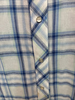 Me Women’s Cumberland Blue Plaid Long Sleeve Pearl Snap XL II-92