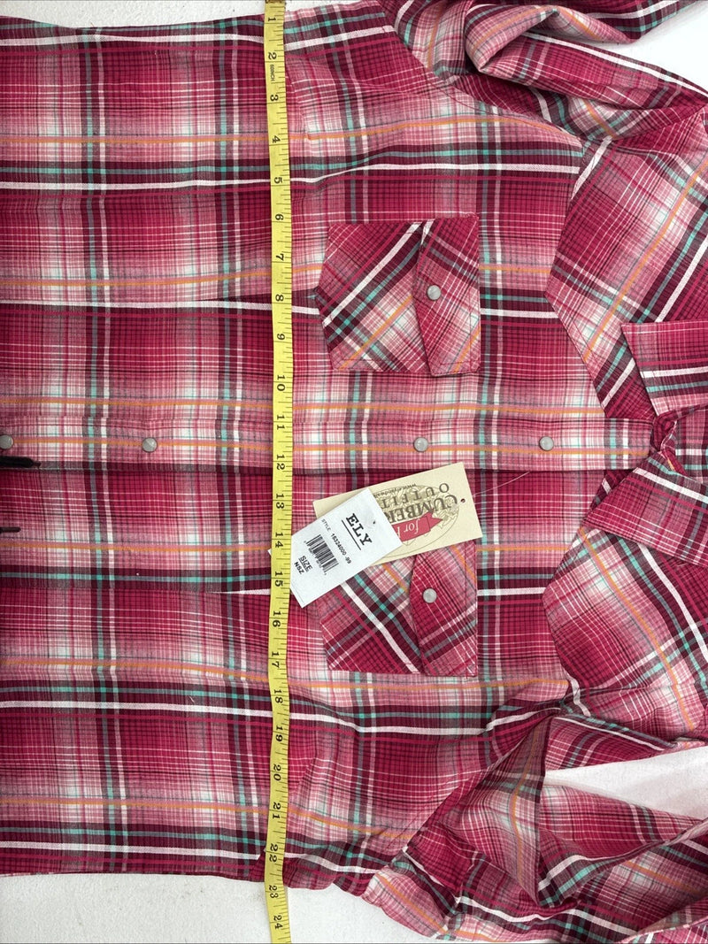 New Women’s Cumberland Pink Plaid Long Sleeve Pearl Snap XL II-14
