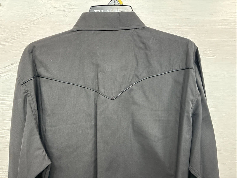 New Men’s White Horse Black Wolf Embroidered Long Sleeve Pearl Snap XL T-1