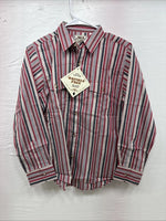 New Kids ELY Classic Red Stripe Long Sleeve Pearl Snap Large CC-74