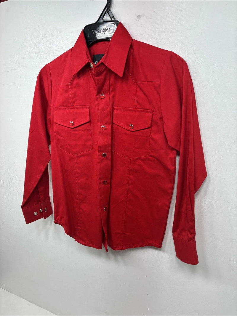 New Boys Western Express Red Long Sleeve Pearl Snap Medium DD-121