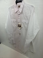 New Men’s ELY Cattleman White Long Sleeve Pearl Snap 16.5 X 34 Large X-38
