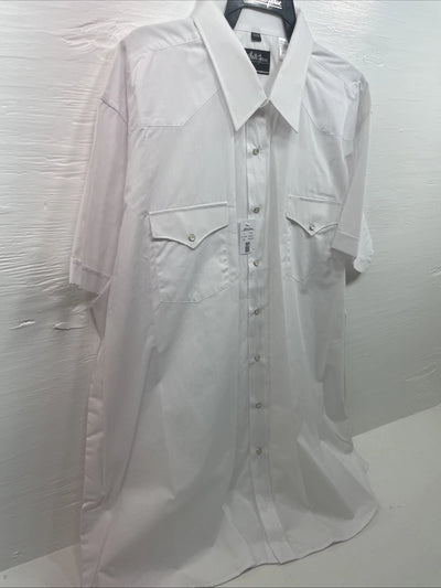 New Men’s White Horse White Short Sleeve Pearl Snap 3XL E-18