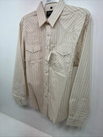New Women’s White Horse Gold Stripe Long Sleeve Pearl Snap Large II-66