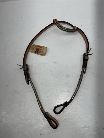 New Leather Royal King One Ear Headstall With Bronze Beads U-40