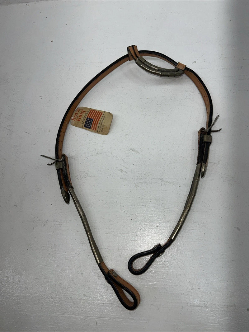 New Leather Royal King One Ear Headstall With Bronze Beads U-40