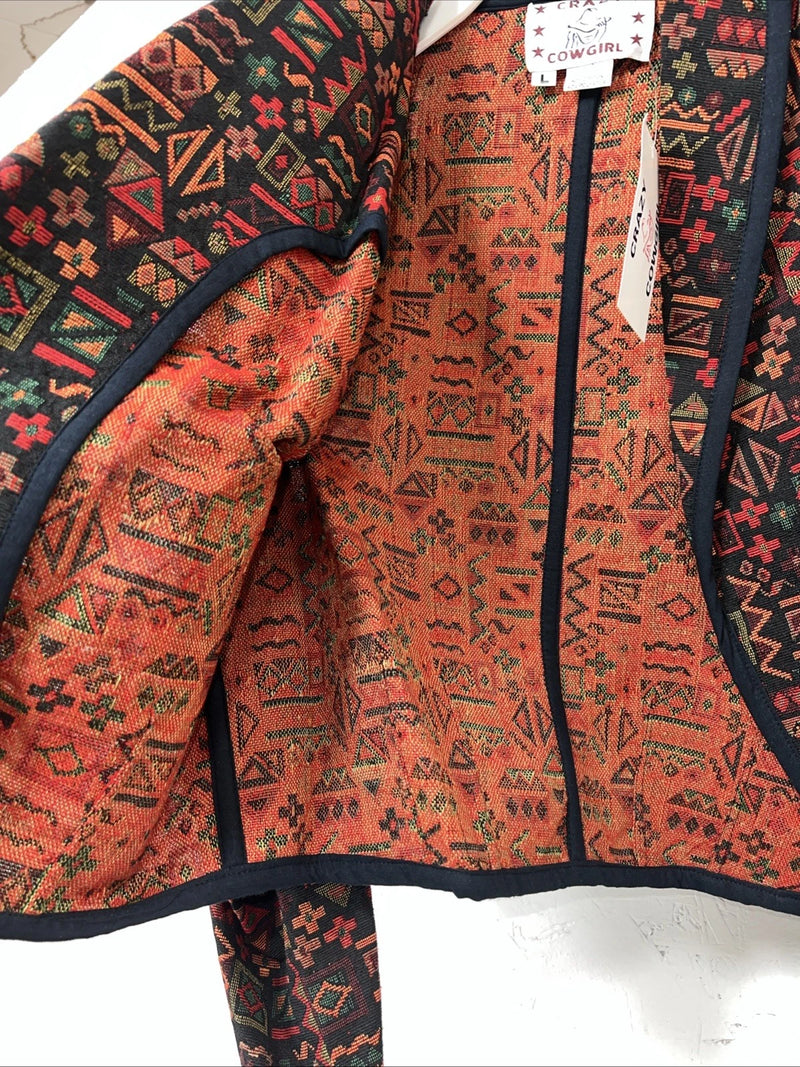 New Women’s Red Aztec Crazy Cowgirl Cover Jacket Large #ccJ-74 UU-21