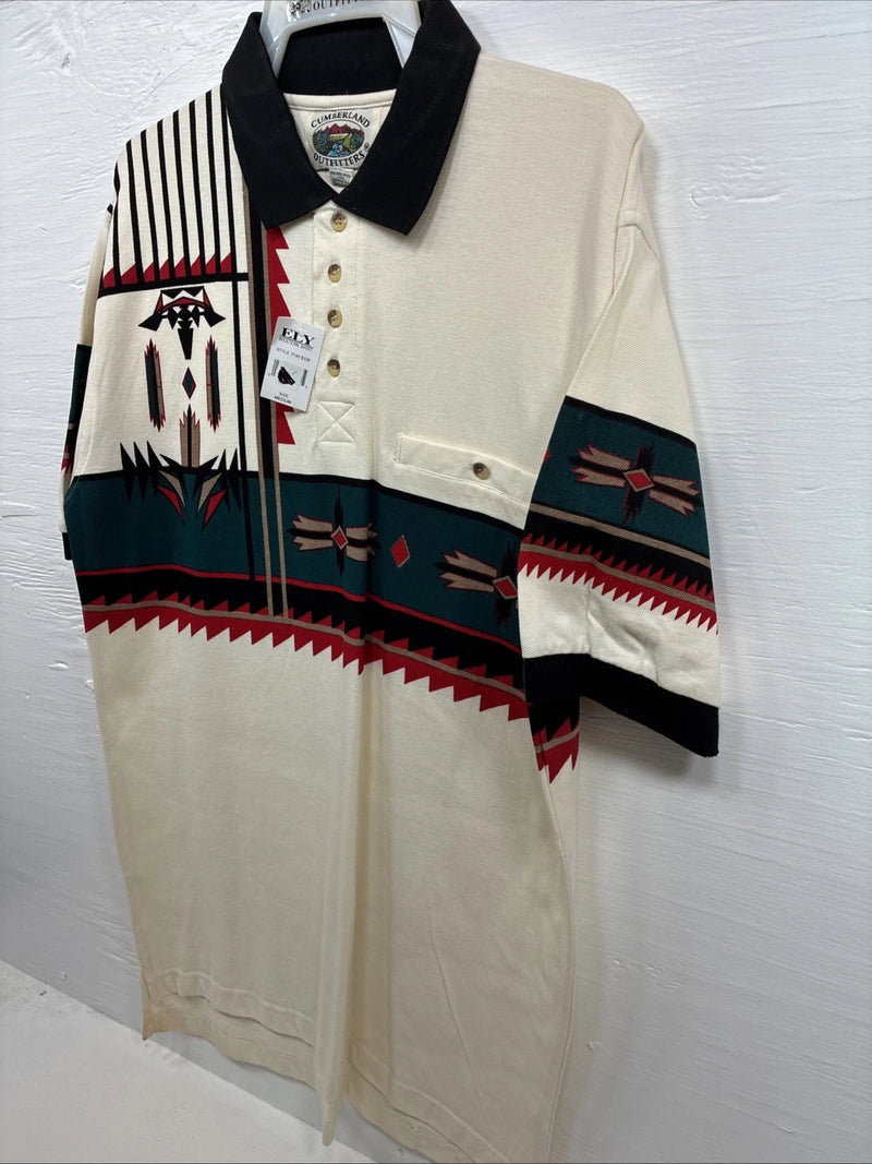 New Men’s Cumberland Multiple Color Western Design Short Sleeve Polo Medium K-52