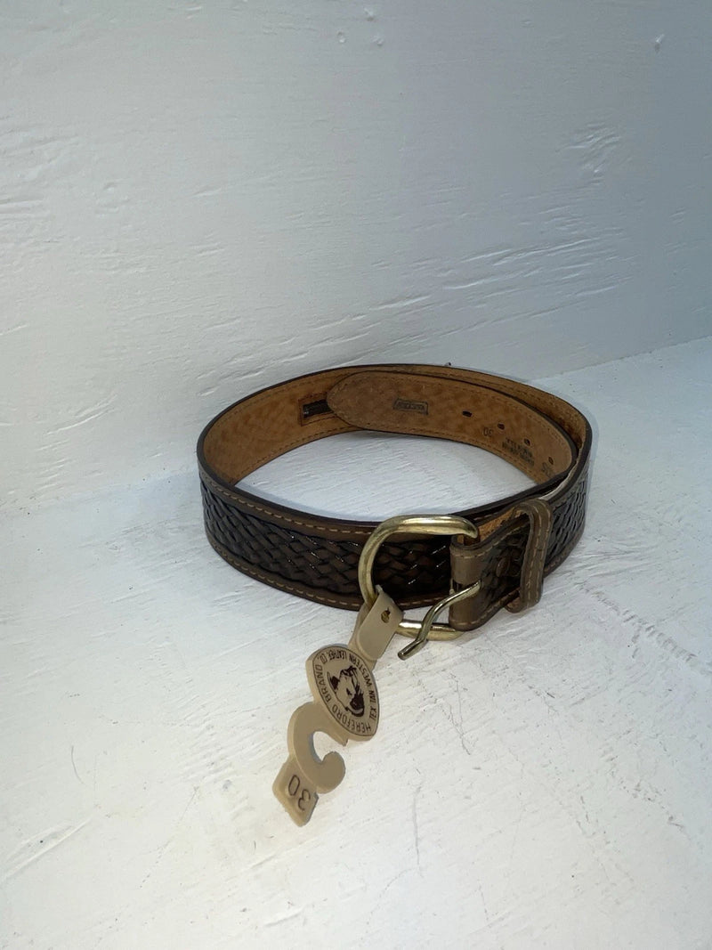 New Brown Genuine Leather Tex Tan Tooled 30” Belt #022335 JJ-147