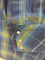 New Men’s Champion Westerns Blue Green Plaid Long Sleeve Pearl Snap Small R-22