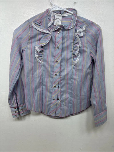 New Kids Kid Kountry Purple Stripe Long Sleeve Pearl Snap Size 10 TT-86