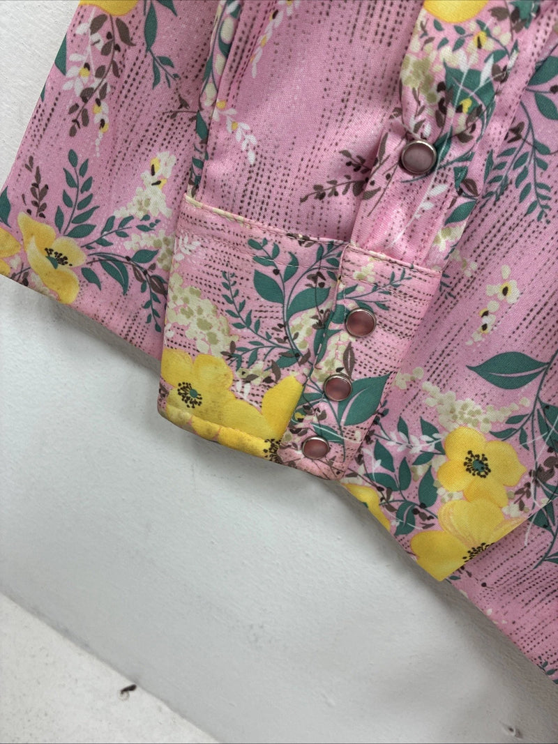 New Women’s Panhandle Slim Pink floral Long Sleeve Pearl Snap 10/32 KK-11