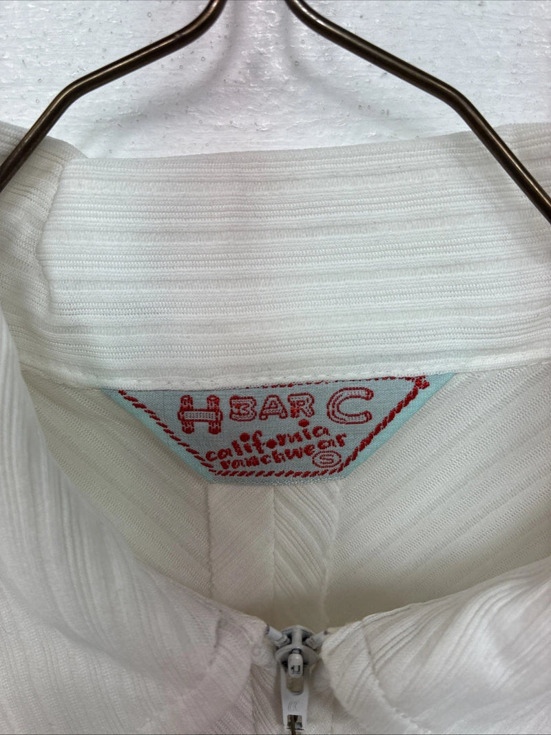 New Women’s H Bar C White Stripe Long Sleeve Half Zip Show Shirt Small YY-123