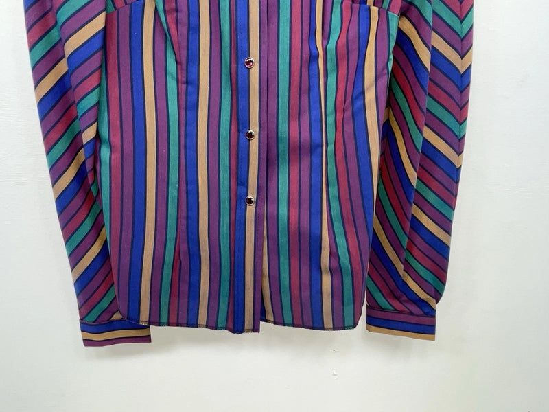 New Women’s Color Striped H Bar C Long Sleeve Button Up Shirt #20119 3B-38