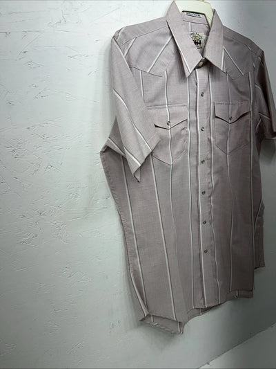 New Men’s Pink Texas Sage Short Sleeve Pearl Snap Shirt 16.5 L P-45
