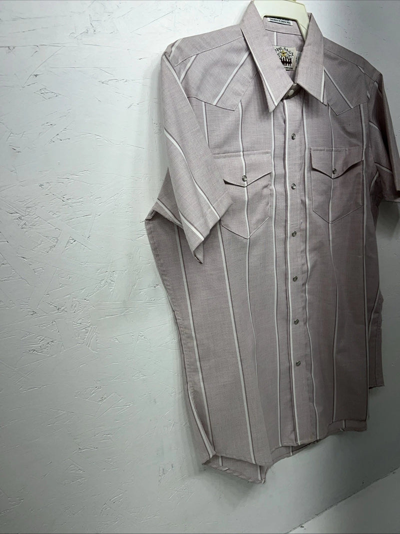 New Men’s Pink Texas Sage Short Sleeve Pearl Snap Shirt 16.5 L P-45