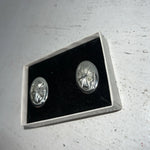 New Women’s Congress Leather Oval Silver Earrings. 93122 B-7