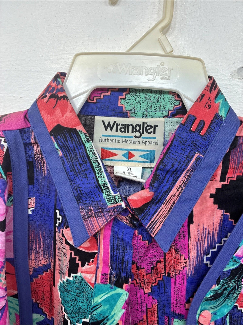 New Women’s Wrangler Pink Purple Floral Long Sleeve Button Up XL TT-32