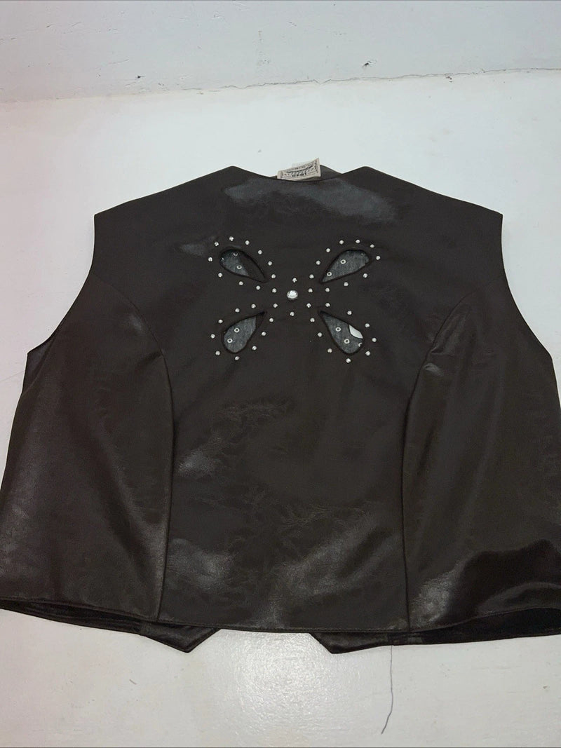 New Women’s Brown 1849 Authentic Ranchwear Leather Show Vest XL WW-53