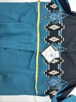 New Women’s Cumberland Blue Black Designed Long Sleeve Button Up XL II-42