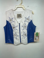 New Kids Blue White And Stars 1849 Cut Off Zip Up Vest S #77872 3B-66