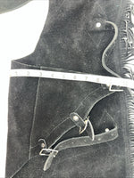 New Black ABetta Show Chaps With Fringe Adjustable Waist XL 46” L-33