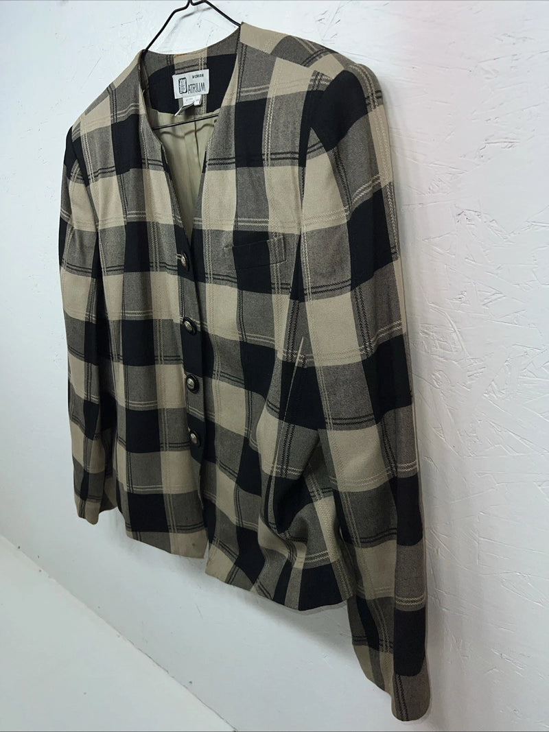 New Women’s Atrium Tan Plaid Jacket 14w H-608