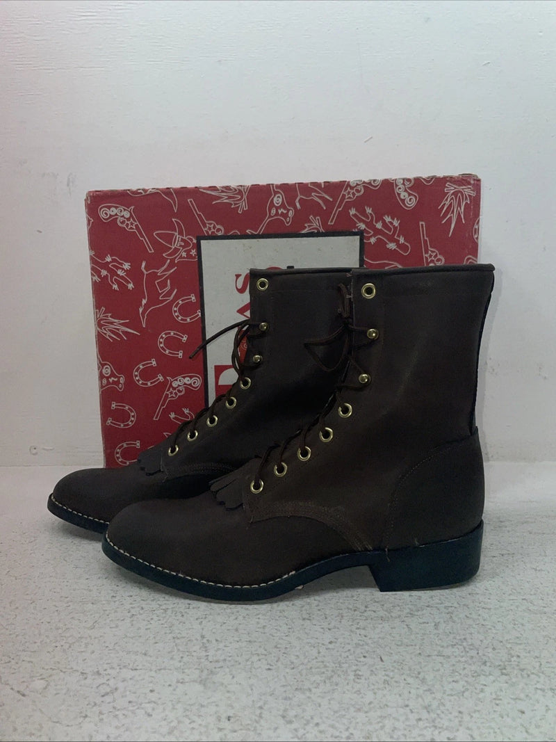 New Youth Brown Lace Up Texas Brand Cowboy Boots. B 1361 6 D. 2-149