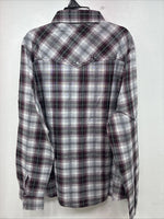 New Women’s Cumberland Purple Plaid Long Sleeve Pearl Snap 1XL KK-79