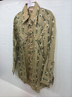 New Men’s ELY Plains Green Floral Long Sleeve Pearl Snap 15.5 X 34 Medium X-14