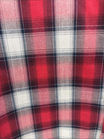 New Men’s ELY Cattleman Red Gray Plaid Long Sleeve Pearl Snap XLT T-7