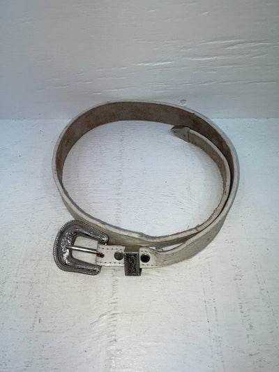 New White Genuine Leather Acme Tooled 28” Belt #5022 JJ-157