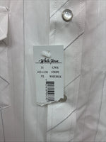 New Men’s White Horse White Stripe Short Sleeve Button Up XL T-9