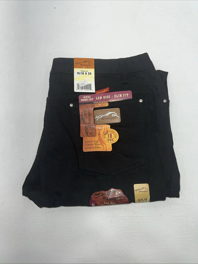 New Women’s Black Low Rise Wrangler Slim Fit Denim Jeans. 15/16x34 J-17