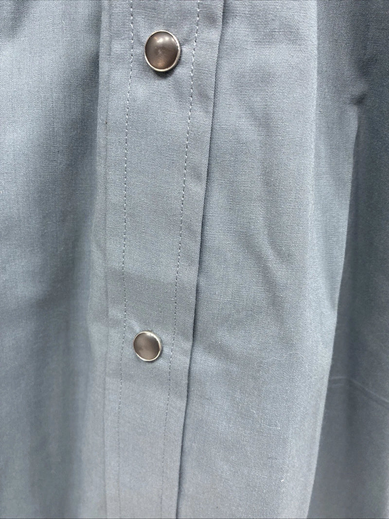New Men’s ELY Cattleman Gray Short Sleeve Pearl Snap 16.5 Large AA-27